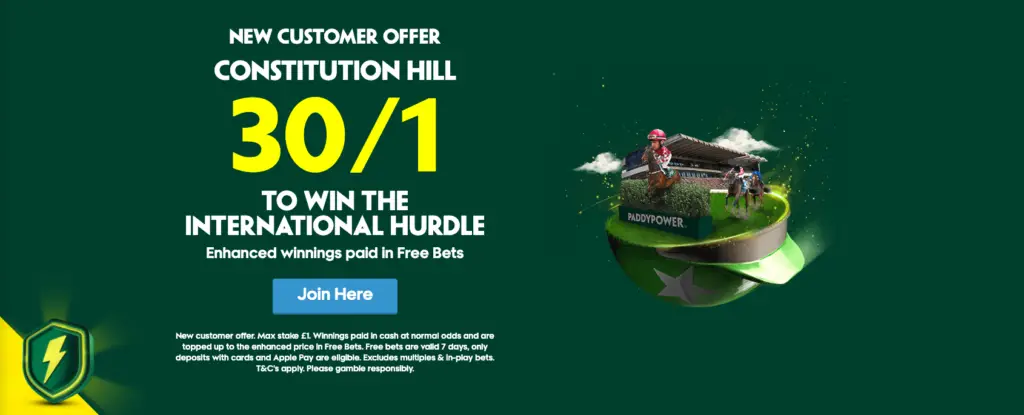Paddy Power Sign-up Offer – Get 30/1 on Constitution Hill to win the International Hurdle